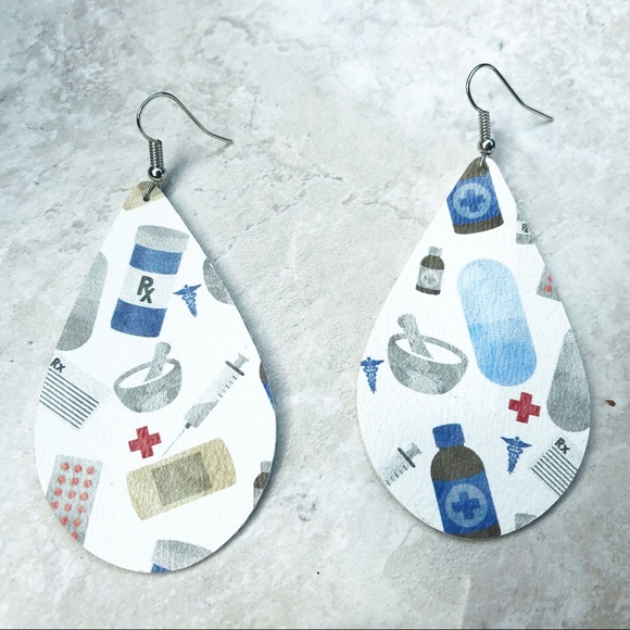 Handmade 3.5” Faux Leather Earrings - Picture 3 of 5